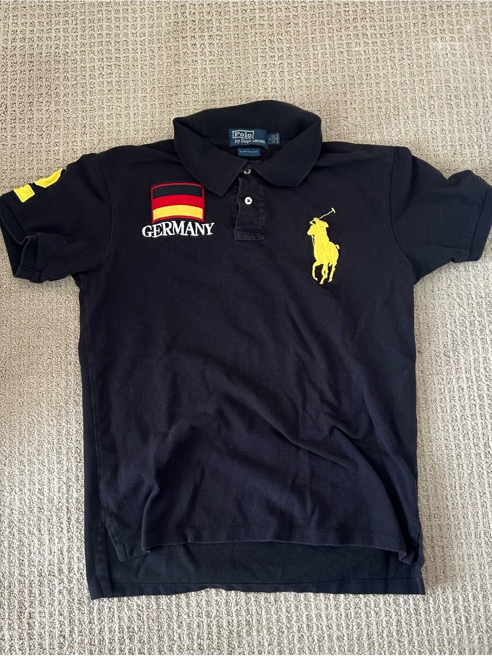 Polo by Ralph Lauren Black Polo with Yellow Pony & Germany Patch